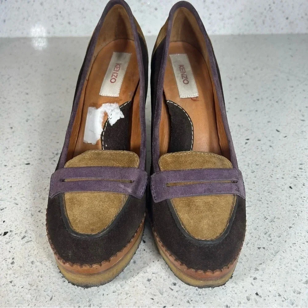 Kenzo Retro Suede Platform Chunky Heel​​